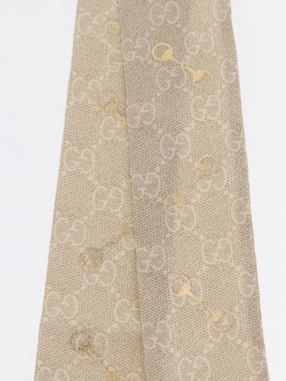 GUCCI Scarf Silk Old GUCCI Beige Pink 663719 Auth 148546M